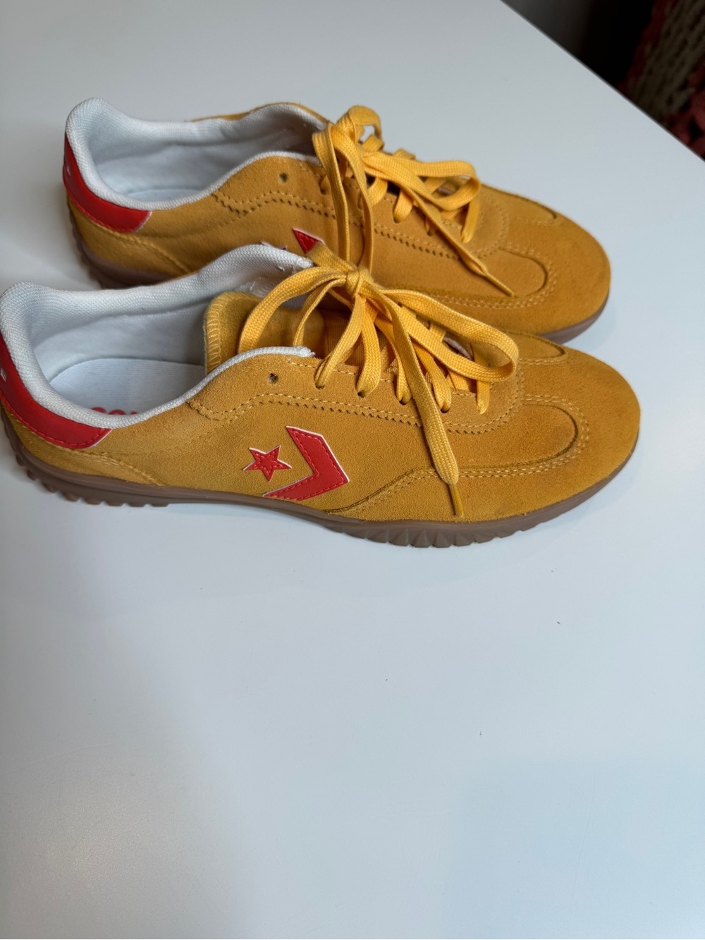 Converse Star Player 76 Ochre Yellow Red Suede Sneakers W size 8